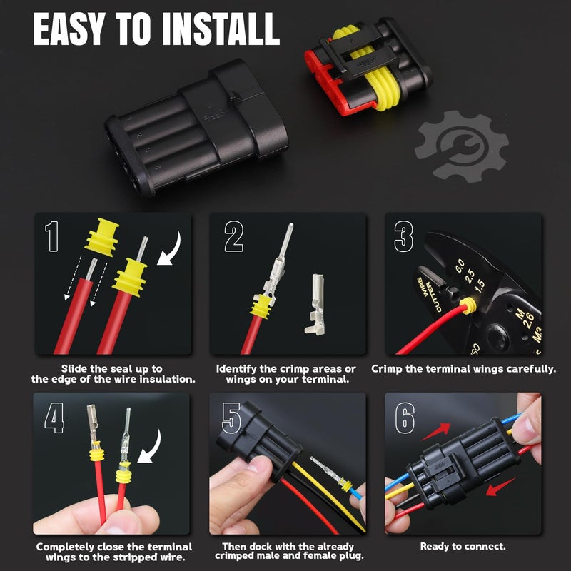 TMH 700 Pcs 1/2/3/4/5/6 Pin Electrical Connector Kit 22-16 AWG, Automotive Electrical Wire Terminal Connectors Male&Female Pin Automotive for Car Truck Motorcycle Marine Boat - Image 5